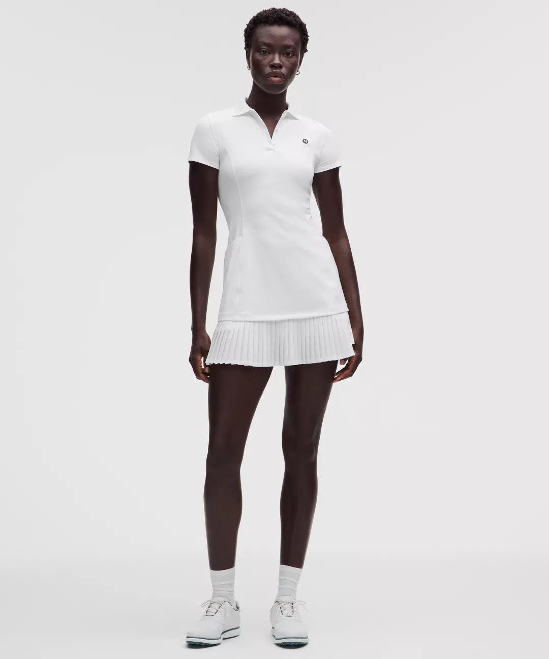 Pleated-Hem Polo Golf Dress